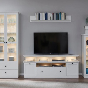 Lowboard TRENDTEAM Baxter Sideboards weiß Lowboards zeitloser Landhausstil, Beleuchtung optional