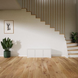 Lowboard Weiß - Designer-TV-Board: Türen in Weiß - Hochwertige Materialien - 118 x 42 x 34 cm, Komplett anpassbar