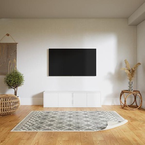 Lowboard Weiß - Designer-TV-Board: Türen in Weiß - Hochwertige Materialien - 151 x 40 x 34 cm, Komplett anpassbar