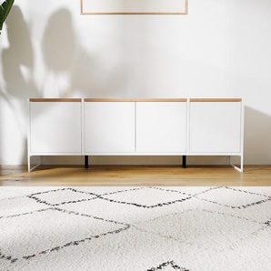 Lowboard Weiß - Designer-TV-Board: Türen in Weiß - Hochwertige Materialien - 154 x 52 x 34 cm, Komplett anpassbar