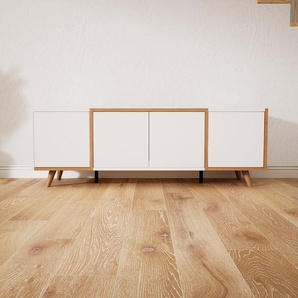 Lowboard Weiß - Designer-TV-Board: Türen in Weiß - Hochwertige Materialien - 154 x 52 x 47 cm, Komplett anpassbar