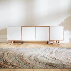 Lowboard Weiß - Designer-TV-Board: Türen in Weiß - Hochwertige Materialien - 154 x 52 x 47 cm, Komplett anpassbar