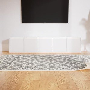 Lowboard Weiß - Designer-TV-Board: Türen in Weiß - Hochwertige Materialien - 190 x 40 x 34 cm, Komplett anpassbar