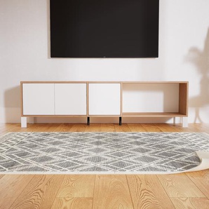 Lowboard Weiß - Designer-TV-Board: Türen in Weiß - Hochwertige Materialien - 190 x 52 x 34 cm, Komplett anpassbar