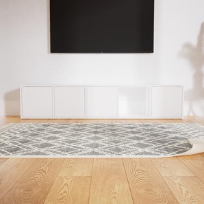 Lowboard Weiß - Designer-TV-Board: Türen in Weiß - Hochwertige Materialien - 195 x 41 x 34 cm, Komplett anpassbar