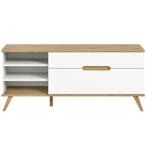 Lowboard - weiß - Materialmix - 140 cm - 60 cm | Möbel Kraft
