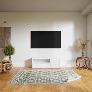 Lowboard Weiß - TV-Board: Schubladen in Weiß & Türen in Weiß - Hochwertige Materialien - 115 x 40 x 34 cm, Komplett anpassbar