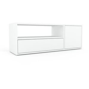 Lowboard Weiß - TV-Board: Schubladen in Weiß & Türen in Weiß - Hochwertige Materialien - 116 x 41 x 35 cm, Komplett anpassbar