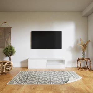 Lowboard Weiß - TV-Board: Schubladen in Weiß & Türen in Weiß - Hochwertige Materialien - 151 x 41 x 34 cm, Komplett anpassbar