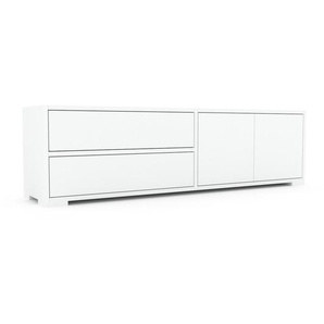 Lowboard Weiß - TV-Board: Schubladen in Weiß & Türen in Weiß - Hochwertige Materialien - 152 x 43 x 35 cm, Komplett anpassbar