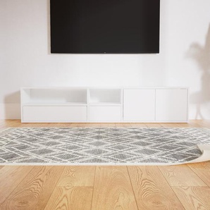 Lowboard Weiß - TV-Board: Schubladen in Weiß & Türen in Weiß - Hochwertige Materialien - 190 x 40 x 34 cm, Komplett anpassbar