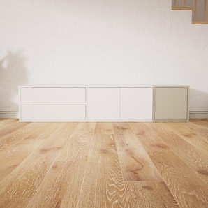 Lowboard Weiß - TV-Board: Schubladen in Weiß & Türen in Weiß - Hochwertige Materialien - 190 x 41 x 34 cm, Komplett anpassbar