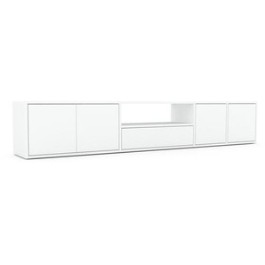 Lowboard Weiß - TV-Board: Schubladen in Weiß & Türen in Weiß - Hochwertige Materialien - 229 x 41 x 35 cm, Komplett anpassbar
