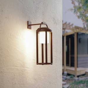 Lucande 2-in-1 LED-Solar-Wandleuchte Tilena, rost, rund, Alu Tilena Lucande, dimmbar, schwarz, Aluminium, Modern, Solarleuchte außen 10020281