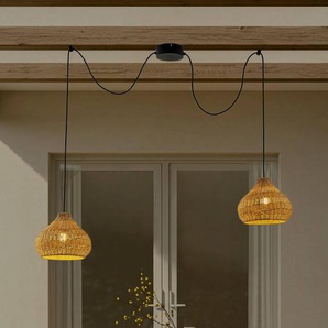 Lucande Außenhängelampe Taniola, 2-flg., beige, Rattan, IP44 10035853