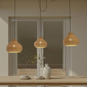 Lucande Außenhängelampe Taniola, 3-flg., beige, Rattan, IP44 10035854