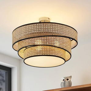 Lucande Deckenleuchte Elowen, Ø 56 cm, Rattan, Bambus 9639534