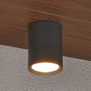 Lucande Deckenstrahler Minna, anthrazit, 14cm, IP54, E27 9053 dark grey