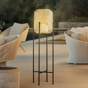 Lucande LED-Akku-Stehleuchte Adebi, schwarz, Bambus, Ø32,5cm 10025836