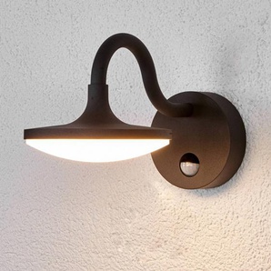 Lucande LED-Außenwandlampe Finny, Bewegungsmelder, IP54 Finny, schwarz, Aluminium, Modern 9619090