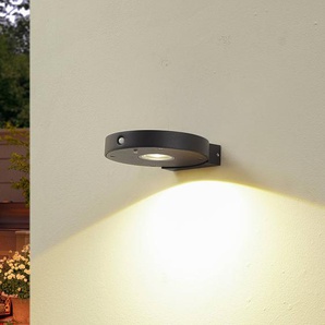 Lucande LED-Solar-Wandleuchte Tavon, rund, schwarz, Sensor 10025932