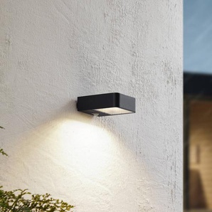 Lucande LED-Solarwandlampe Dava, 5 cm hoch, Alu, Sensor Dava, schwarz, Aluminium, Modern, Solarleuchte außen 10020304