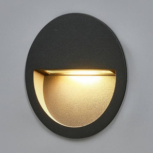Lucande LED-Wandeinbauleuchte Loya, Ø 11,5 cm, grau, IP54 Loya, schwarz, Aluminium, Modern, Wandleuchte außen 9969037