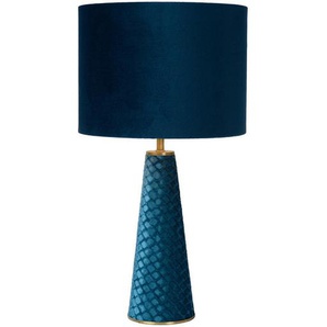 Lucide Tischleuchte Extravaganza Velvet, Türkis, Textil, konisch,konisch, 47 cm, RoHS, Reach, Schnurschalter, Lampen & Leuchten, Innenbeleuchtung,
