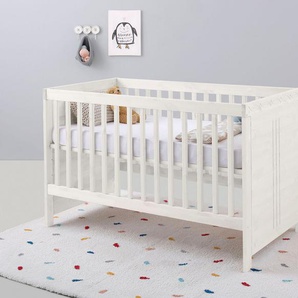 Lüttenhütt Babybett Indra, Schlupfsprossen, 4-fach verstellbare Liegehöhe, FSC® zertifiziertes Massivholz, Landhausstil mit tollen Details