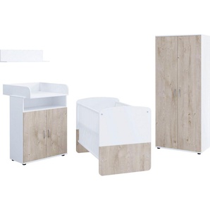 Lüttenhütt Babymöbel-Set, (Set aus: Babybett, Kommode, Wickelaufsatz, Wandboard, Kleiderschrank), Babyzimmer Set best. aus Babybett 70 x 140 cm, 3 Farbausführungen