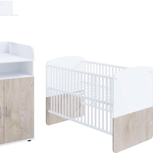nonjoo Babymöbel-Set, (Set aus: Babybett LF 70 x 140 cm, Kommode, Wickelaufsatz, Wandboard), Komplettes Babyzimmer Set 70 x 140 cm, wahlweise 3 Farbausführungen