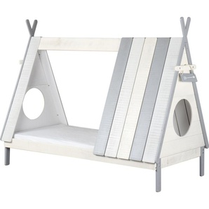 Hausbett LÜTTENHÜTT Drollig Betten Gr. Liegefläche B/L: 90 cm x 200 cm, kein Härtegrad, grau (weiß, grau) Baby Spielbetten Kinderbett in skandinavischem Look