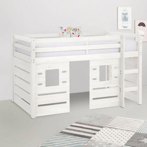 Lüttenhütt Hochbett »Alpi«, aus Kiefernholz, inklusive Leiter und Panel, Außenmaßenbreite 103 cm