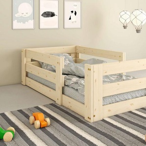 Lüttenhütt Kinderbett BILKE  Bodenbett, im Montessori Stil, zertifiziertes Massivholz, natürliches Design