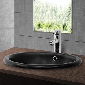 LuxeBath Waschbecken Aufsatzwaschbecken Eckig, 49x40,5x19,5 cm, Schwarz matt, aus Keramik 490006502