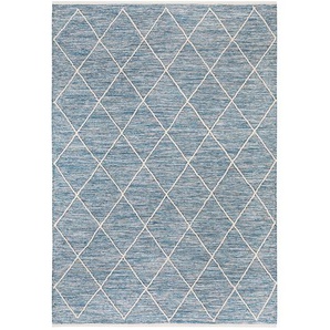 Luxor living Teppich Pantin Mittelblau Rechteckig 170x240 cm (BxT) Modern Kariert Baumwollstoff