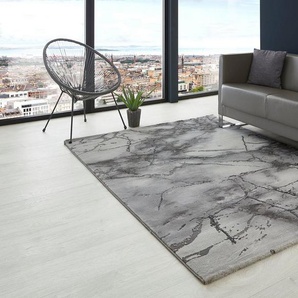 LUXOR living Teppich Phoenix, rechteckig, Höhe: 17 mm, modernes Marmor Design, Hoch-Tief Effekt, Seidenoptik, Wohnzimmer