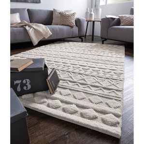 Wollteppich Hägga Beige/Creme 160 x 230cm Webstoff