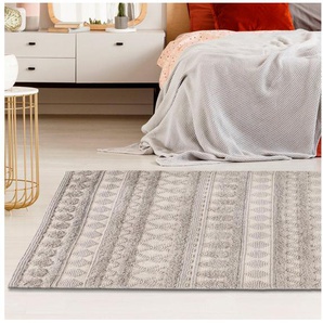 LUXOR living Wollteppich Hägga, rechteckig, Höhe: 15 mm, Handweb Teppich, reine Wolle, handgewebt, Hoch-Tief Struktur