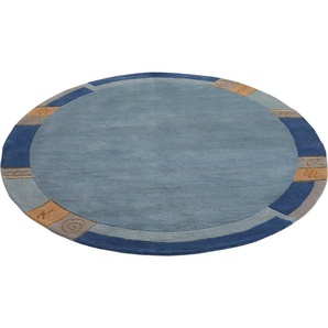 LUXOR living Wollteppich India, rund, Höhe: 20 mm, reine Wolle, handgeknüpft, mit Bordüre