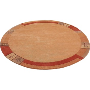 LUXOR living Wollteppich India, rund, Höhe: 20 mm, reine Wolle, handgeknüpft, mit Bordüre