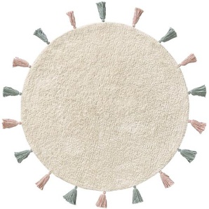 Lytte Waschbarer Kinderteppich Malu Cream ø 100 cm rund - Waschbarer Teppich für Kinderzimmer