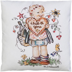 Kissenbezug M.I. HUMMEL I hab di gern - Mädchen Kissenbezüge Gr. B/L: 40 cm x 40 cm, 1 St., Baumwolle, weiß Kissenbezüge gemustert mit Hummel Figur