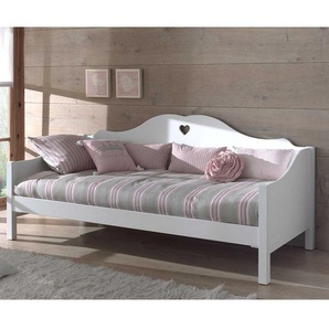 Mädchenbett in Weiß Herzchen Design