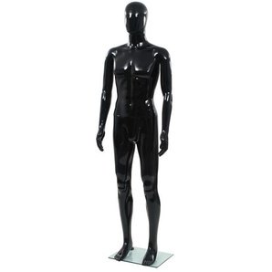 Männliche Schaufensterpuppe mit Glassockel Schwarz 185 cm