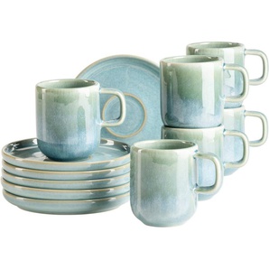MÄSER Espressotasse Cordelia, Espressotassen Set, aus Steinzeug, Steinzeug, 12er Set, bestehend aus 6 Tassen und 6 Untertassen