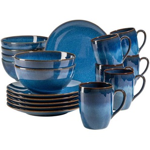 Mäser Frühstücksservice Ossia, Blau, Keramik, 18-teilig, 37.7x36.5x37.5 cm, Essen & Trinken, Geschirr, Geschirr-Sets, Kaffeeservice