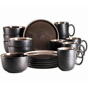 Mäser Frühstücksservice, Schwarz, Greige, Keramik, 18-teilig, Essen & Trinken, Geschirr, Geschirr-Sets, Kaffeeservice