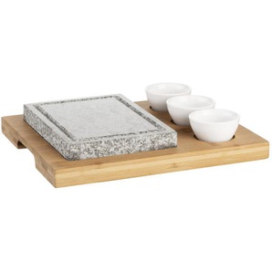 Mäser HEIßER, Braun, Schwarz, Weiß, Holz, Stein, Keramik, Bambus, 25x2.5x30 cm, Küchengeräte, Tischgrills & Fondues, Raclette-Grills