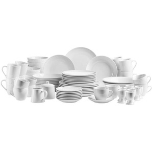 Mäser Kombiservice Barca, Weiß, Keramik, 68-teilig, Uni, 230 ml,230 ml,250 ml,290 ml, Essen & Trinken, Geschirr, Geschirr-Sets, Kombiservice